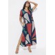 Vestido Midi Abapã Malha com Bolso Estampa Geometrias do Tempo