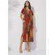 Vestido Midi Abapã Malha com Bolso Estampa Tramas do Sol