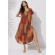 Vestido Midi Abapã Malha com Bolso Estampa Tramas do Sol