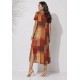 Vestido Midi Abapã Malha com Bolso Estampa Tramas do Sol