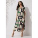 Vestido Midi Abapã Malha com Bolso Estampa Chapada de Areia