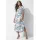 Vestido Midi Abapã Malha com Bolso Bambu Azul