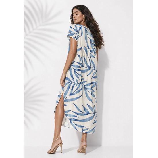 Vestido Midi Abapã Malha com Bolso Bambu Azul