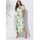 Vestido Midi Abapã Malha com Bolso Estampa Verde Selvagem