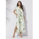 Vestido Midi Abapã Malha com Bolso Estampa Verde Selvagem
