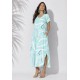Vestido Midi Abapã Malha com Bolso Estampa Aqua Flora