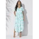 Vestido Midi Abapã Malha com Bolso Estampa Aqua Flora