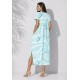 Vestido Midi Abapã Malha com Bolso Estampa Aqua Flora