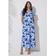 Vestido Midi Abapã Malha com Bolso Estampa Caminhos de Azul