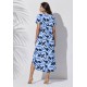 Vestido Midi Abapã Malha com Bolso Estampa Caminhos de Azul