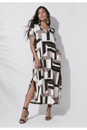 Vestido Midi Abapã Malha com Bolso Estampa Igaci