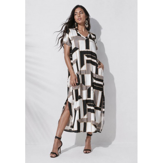 Vestido Midi Abapã Malha com Bolso Estampa Igaci