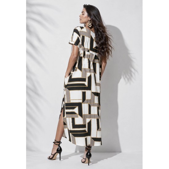 Vestido Midi Abapã Malha com Bolso Estampa Igaci