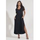 Vestido Midi Abapã Malha com Bolso Preto