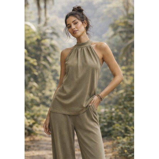Blusa Trapézio Kaiapó Malha Areia