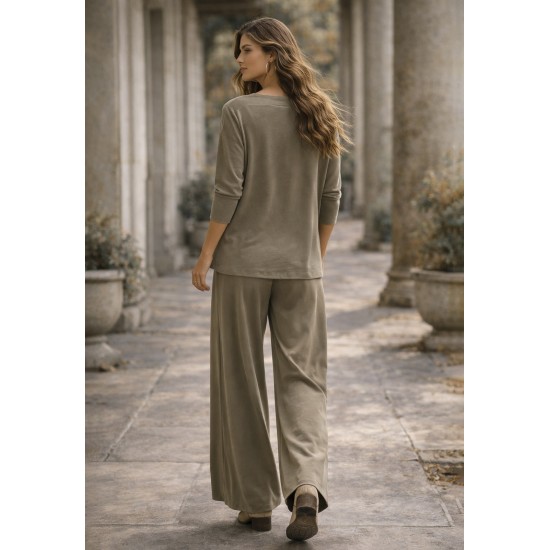 Calça Pantalona Inhambuxintã Malha Areia