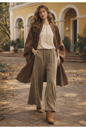 Calça Pantalona Inhambuxintã Malha Areia