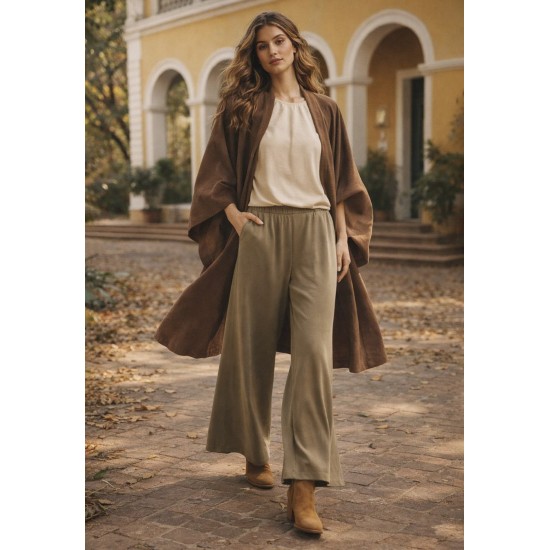 Calça Pantalona Inhambuxintã Malha Areia