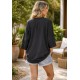Kimono Malha Manga Ampla Preto