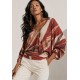 Blusa Moicana Malha Morcego Estampa Selva Bordô