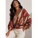 Blusa Moicana Malha Morcego Estampa Selva Bordô