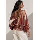 Blusa Moicana Malha Morcego Estampa Selva Bordô