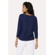 Blusa Morcego Ampla Manga 3/4 Azul Marinho
