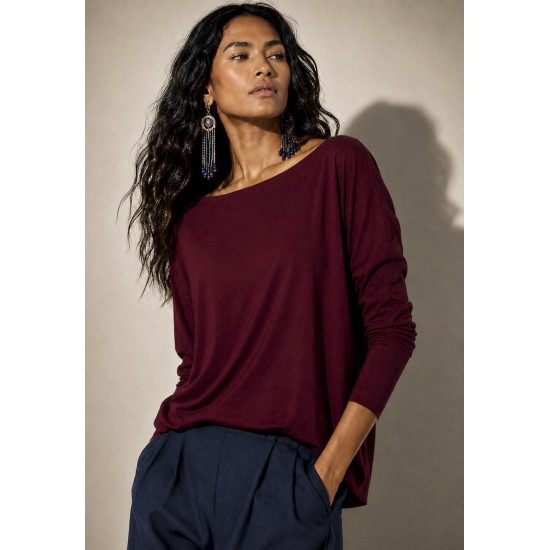 Blusa Morcego Ampla Manga 3/4 Bordô