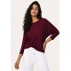 Blusa Morcego Ampla Manga 3/4 Bordô