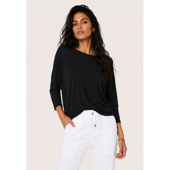 Blusa Morcego Ampla Manga 3/4 Preta