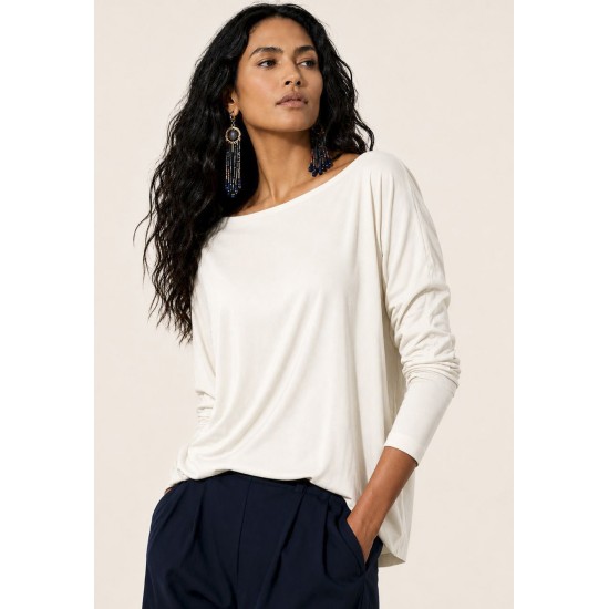 Blusa Morcego Ampla Manga 3/4 Off White