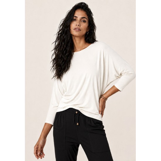 Blusa Morcego Ampla Manga 3/4 Off White