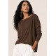 Blusa Morcego Ampla Manga 3/4 Marrom