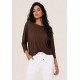 Blusa Morcego Ampla Manga 3/4 Marrom