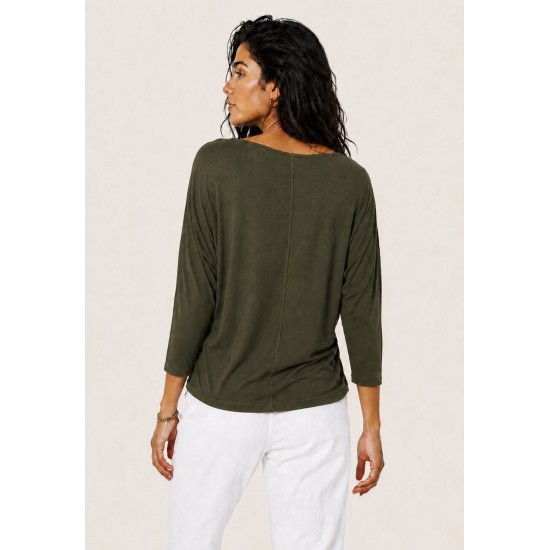 Blusa Morcego Ampla Manga 3/4 Verde