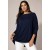 Blusa Ampla Malha Morcego Manga Longa Azul Marinho