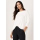 Blusa Ampla Malha Morcego Manga Longa Off Whithe