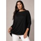 Blusa Ampla Malha Morcego Manga Longa Preta