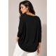 Blusa Ampla Malha Morcego Manga Longa Preta