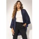 Kimono Malha Manga Ampla Azul Marinho