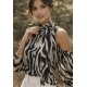 Blusa Gola Laço Elegance Branco e Preta