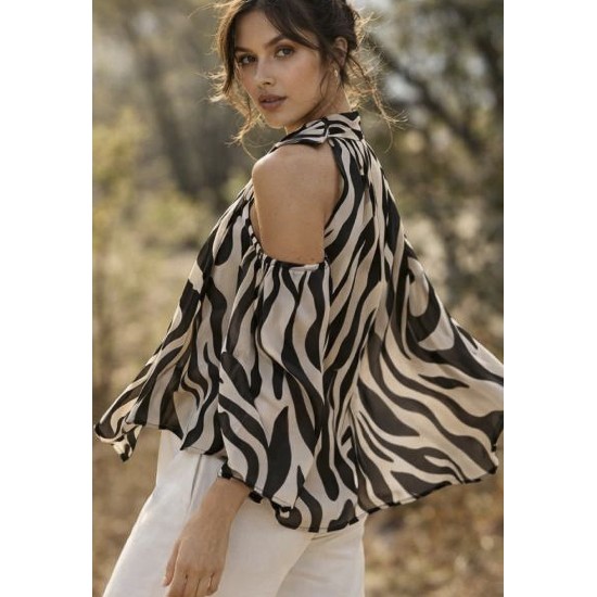 Blusa Gola Laço Elegance Branco e Preta