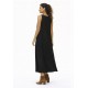 Vestido Longo Linho com Viscose com Bolso Preto