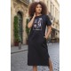 Vestido Midi Algodão Manga Curta Moda Evangélica Preto