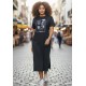 Vestido Midi Algodão Manga Curta Moda Evangélica Preto