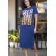 Vestido Midi Algodão Manga Curta Moda Evangélica Azul Marinho