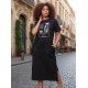 Vestido Midi Algodão Manga Curta Moda Evangélica Preto