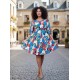 Vestido Curto Caaxixá Viscose com Cordão na Cintura Estampa Floresce