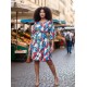Vestido Curto Caaxixá Viscose com Cordão na Cintura Estampa Floresce