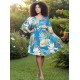 Vestido Curto Caaxixá Viscose com Cordão na Cintura Estampa Brisa Botânica